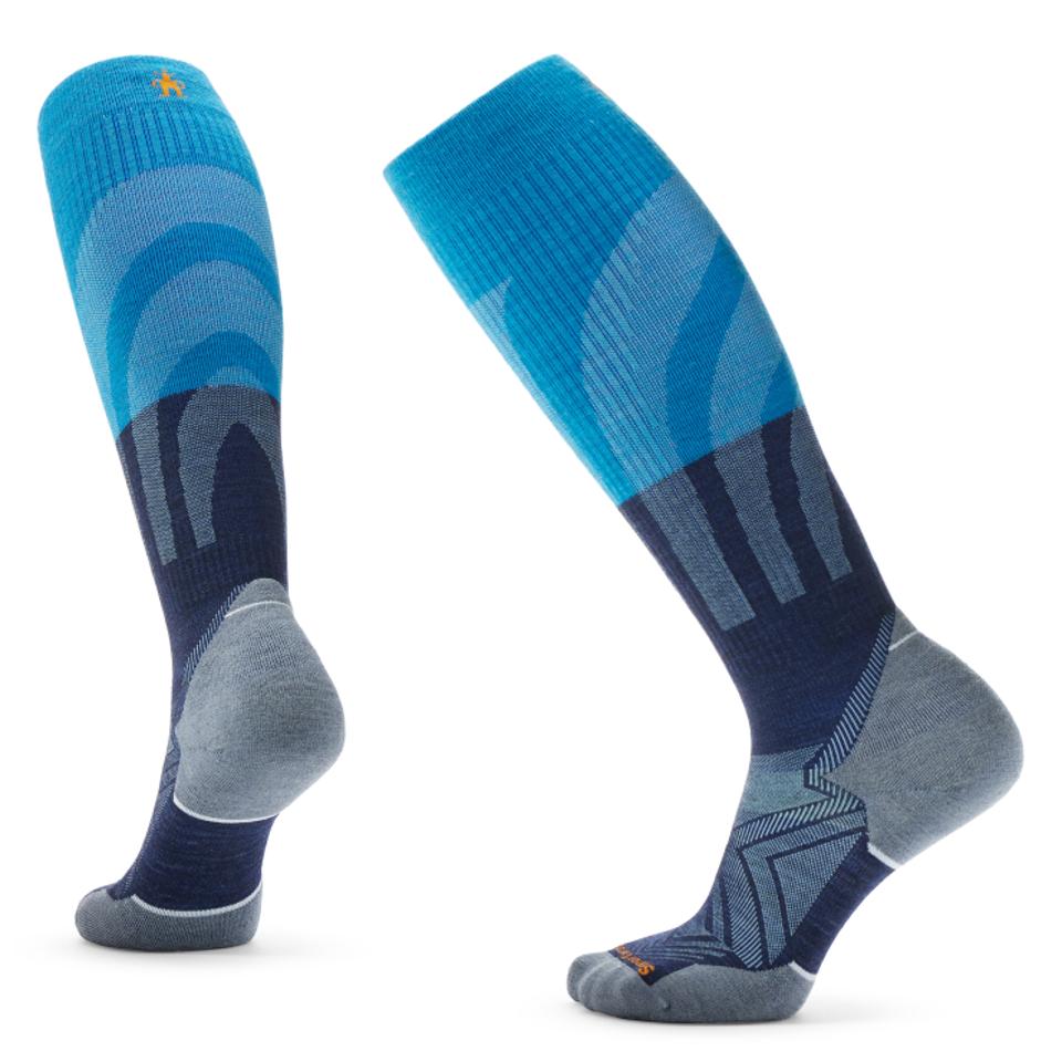 Smartwool Run Compression Socks in varying shades of blue