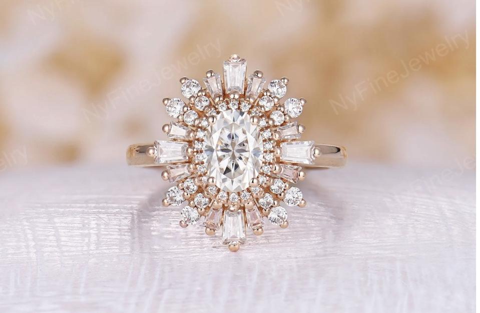 NyFineJewelry Vintage Oval Art Deco Engagement Ring