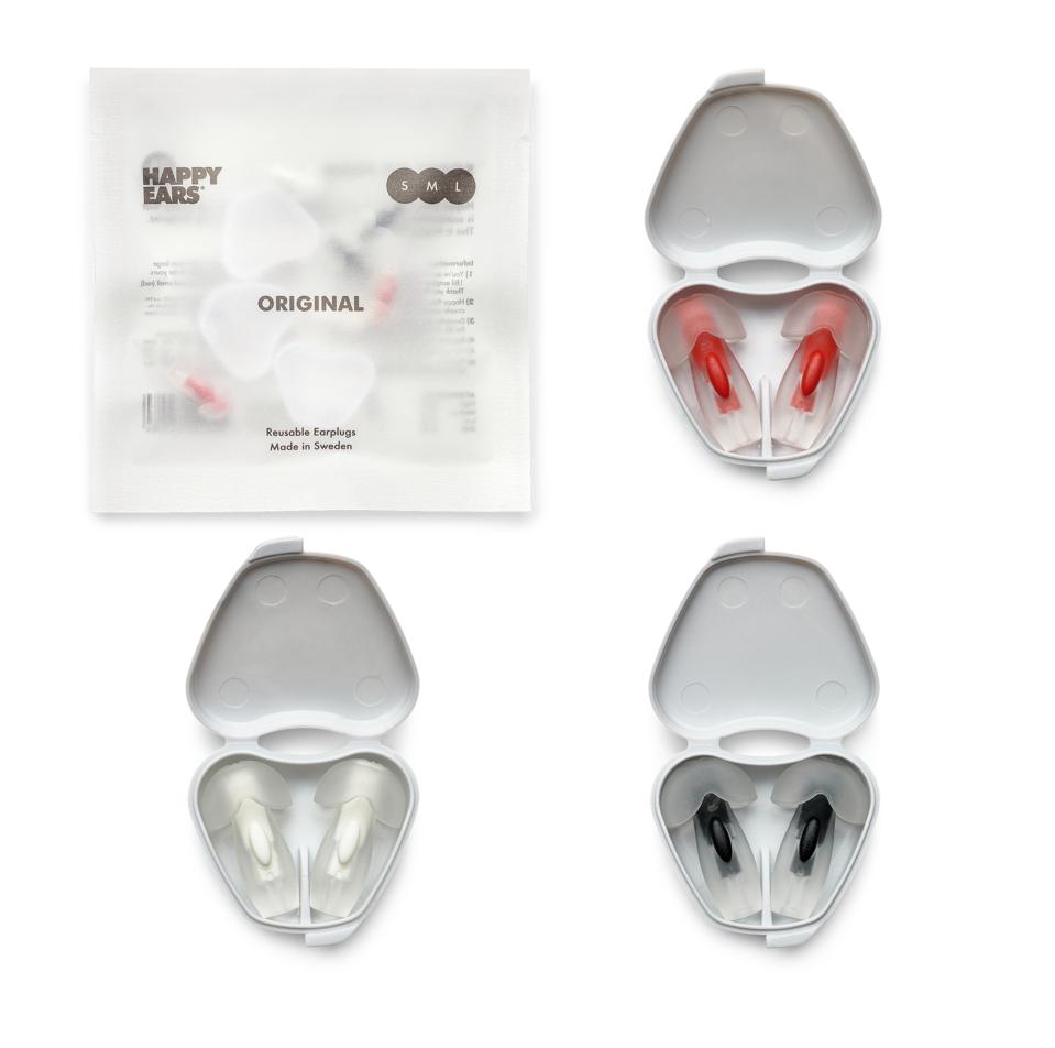 Happy Ears Original Earplugs on white background with packaging