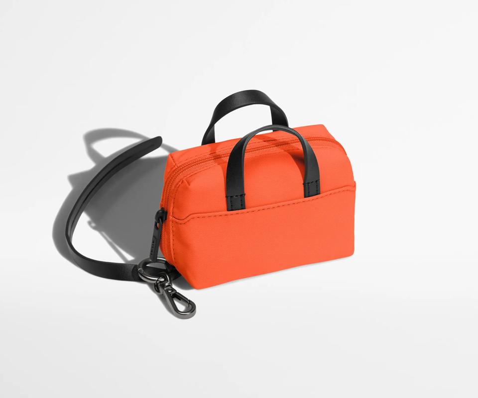 A small orange bag against a white background.