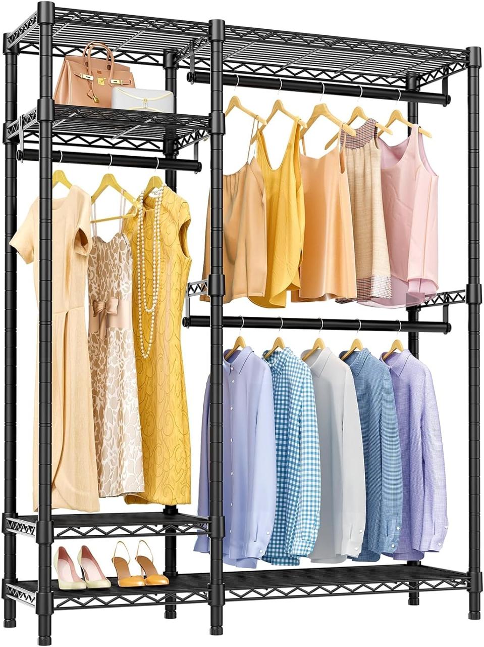 VIPEK V2 Garment Rack filled with hanging clothes