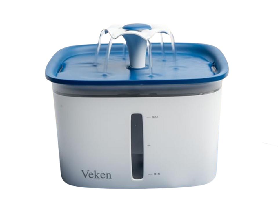 image of white & blue Veken Automatic Pet Fountain on white background