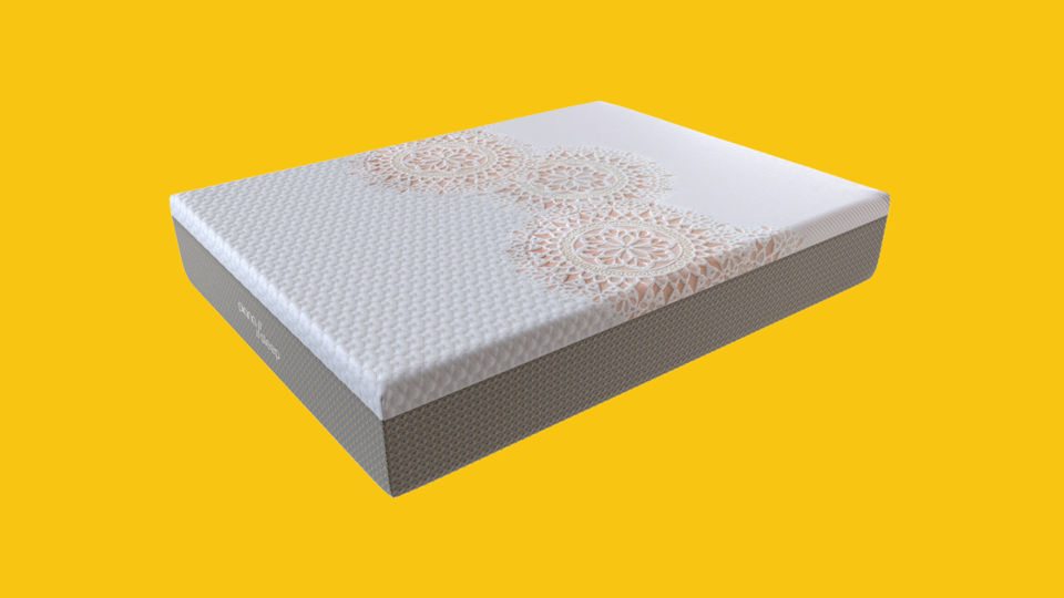 The Rinnovo Mattress against a yellow background.