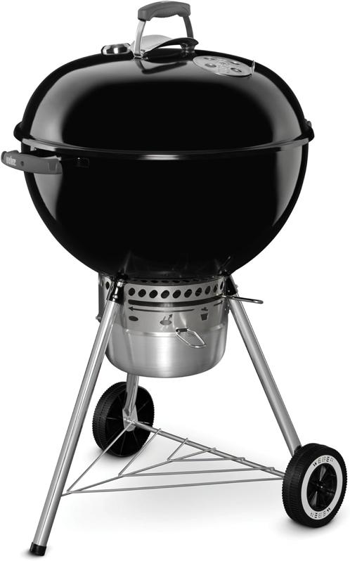 Black Weber kettle grill on white background