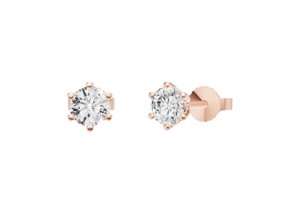  Von Diamonds ¼ CTW Round Diamond Six Prong Stud Earrings against a white background.