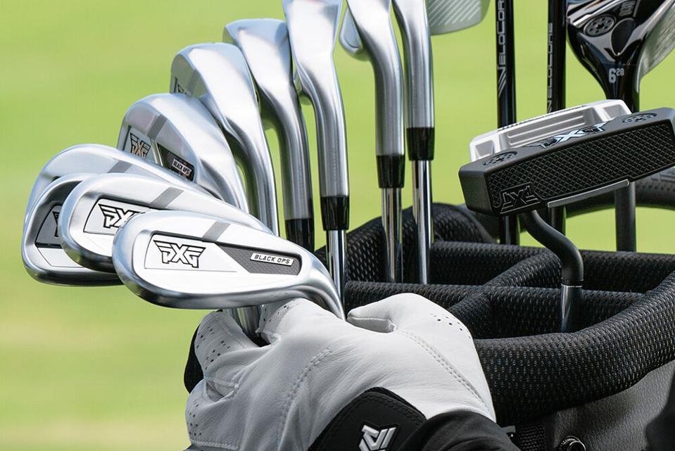 PXG Black Ops Irons in a golf bag