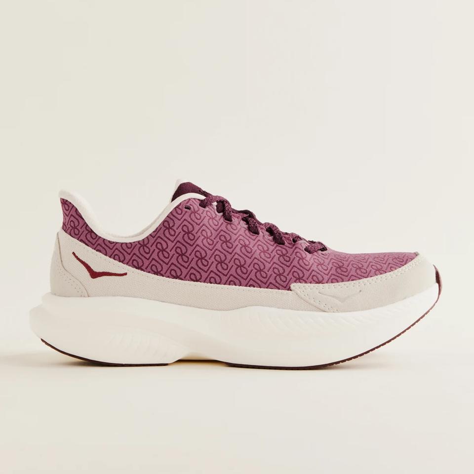 Hoka x Reformation Mach 6 LS Monogram on white background.