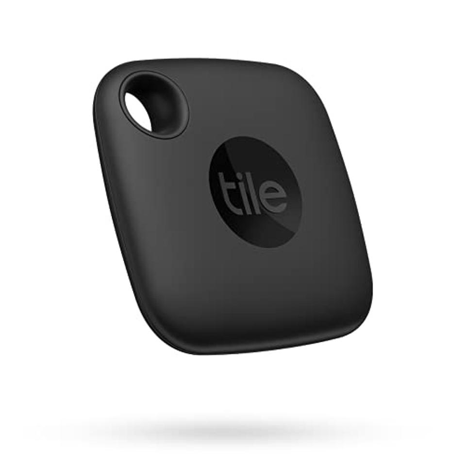 Product shot of a black Tile Mate Bluetooth Tracker.