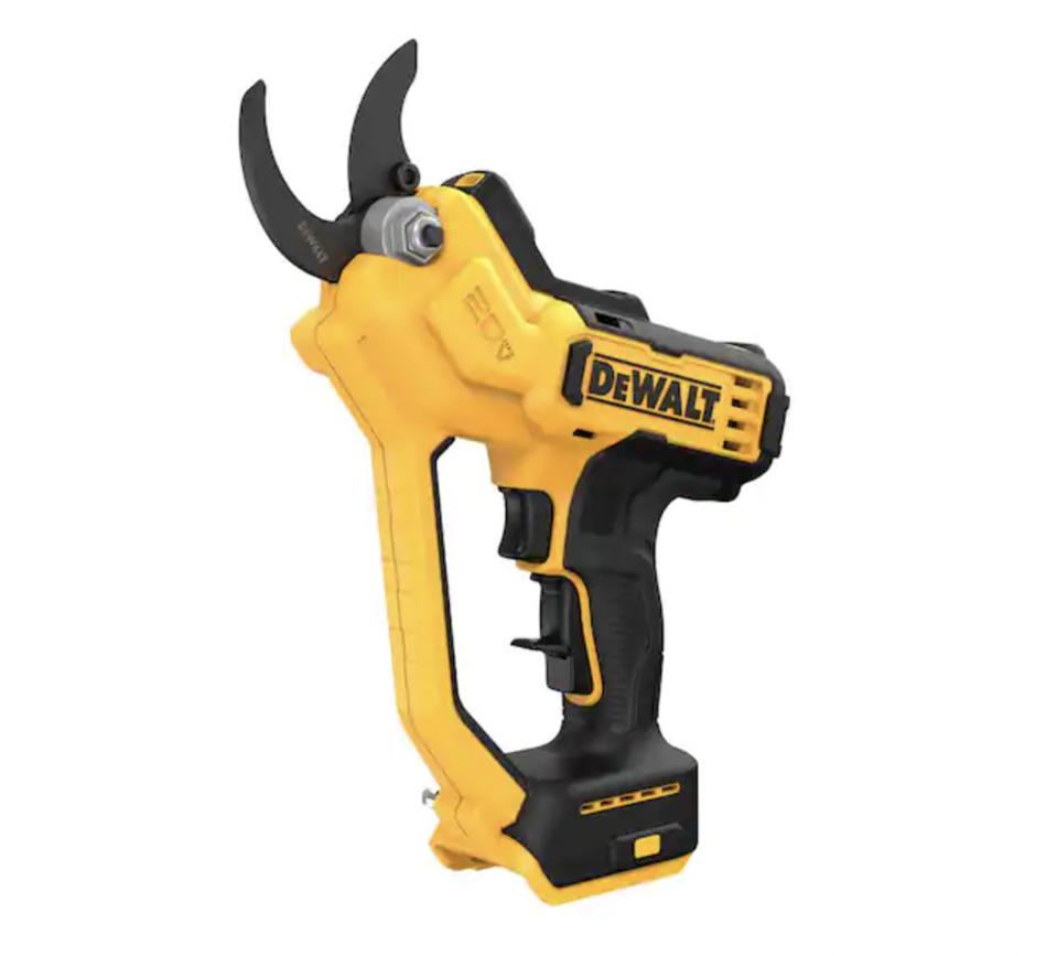 Dewalt 20-Volt Max Cordless Battery Powered Pruner against a white background.