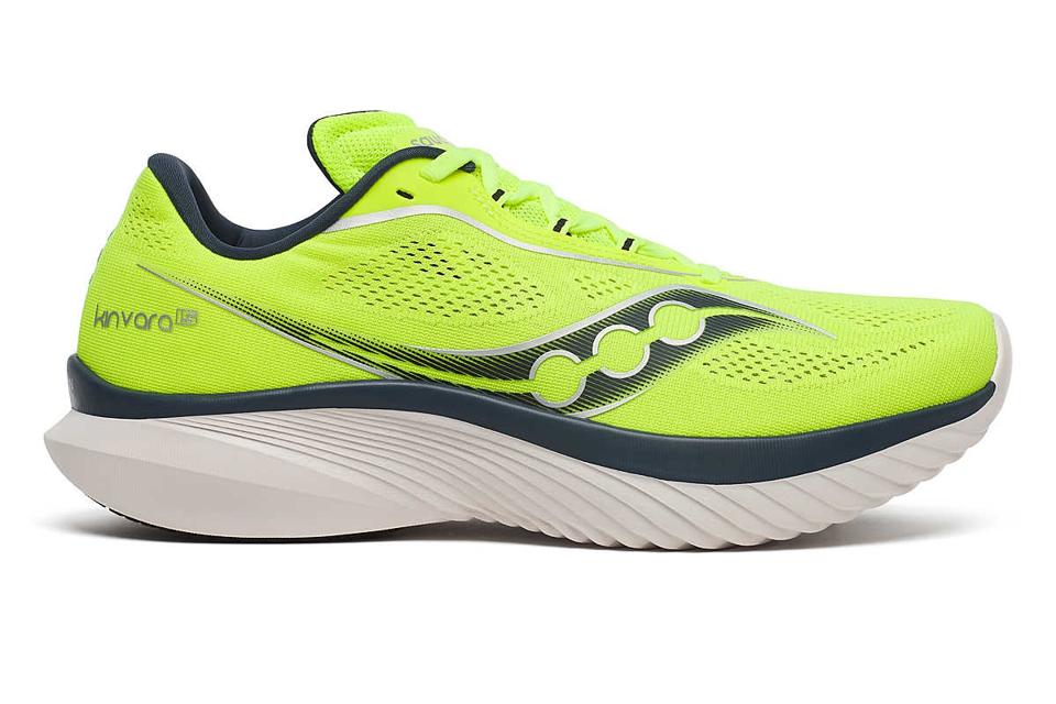 Saucony Kinvara 15 treadmill running shoe in lime green