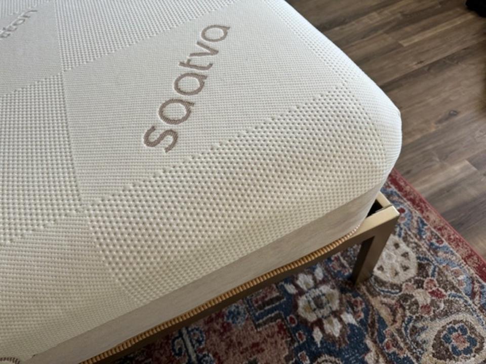 A corner of the Saatva Contour5 mattress in the author's bedroom.