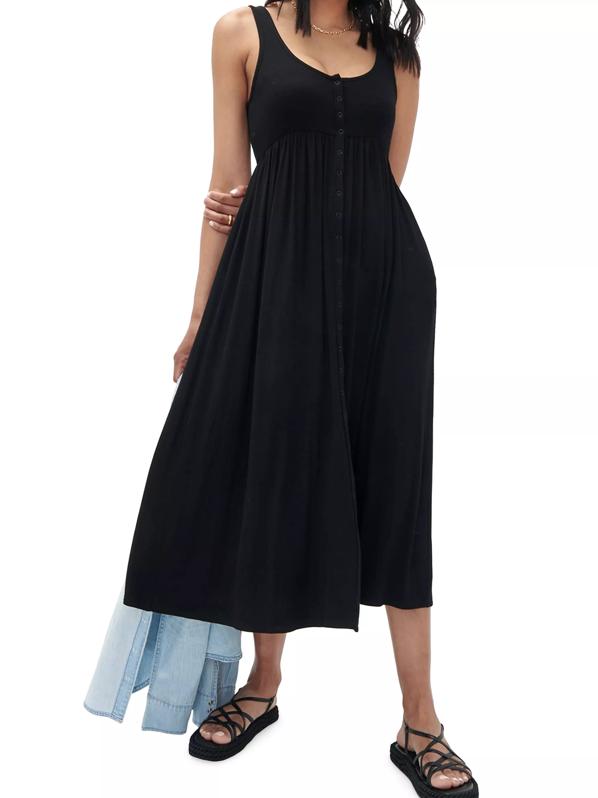 Hatch The Softest Rib Nursing Tank Dress in black