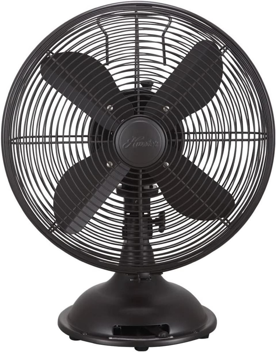 Best Oscillating Fan: HUNTER Metal Retro Table Fan-Powerful 3 Speeds and Smooth Oscillation, 12", Oil-Rubbed Bronze