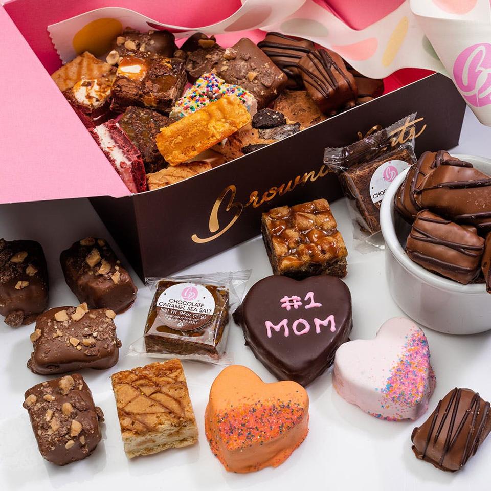 Mother's Day "You're the Sweetest" Brownie Gift Basket on table