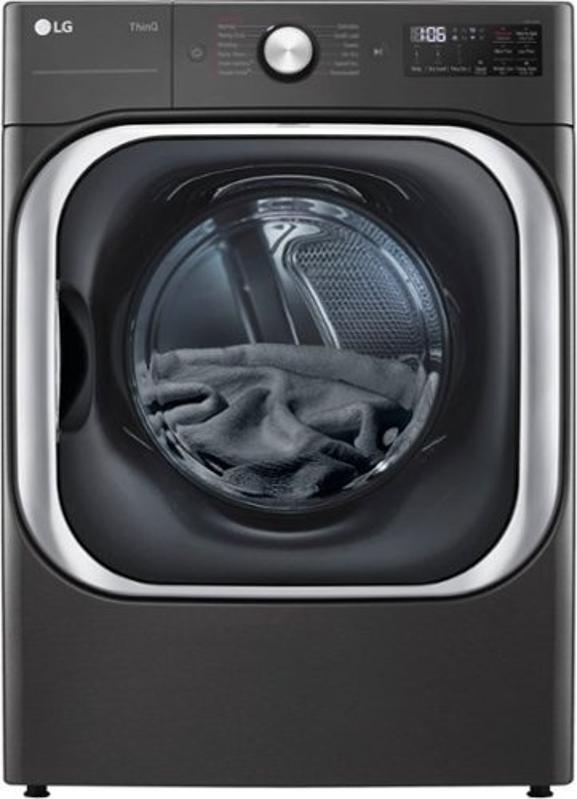 The LG Turbosteam 9 Cu. Ft. Stackable Smart Electric Dryer against a white background.