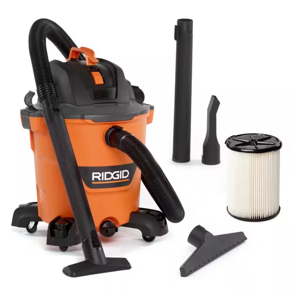 Rigid 12-Gallon Wet/Dry Shop Vacuum on a white background.