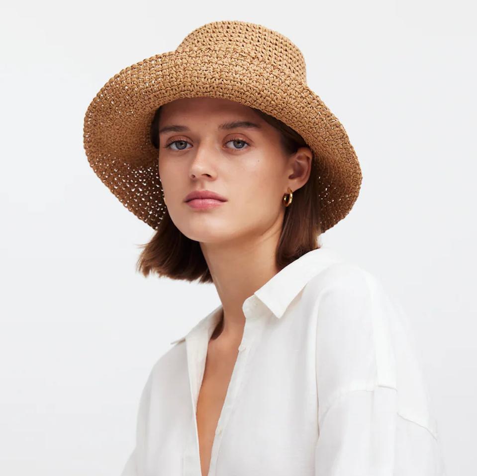 Madewell Lantern Straw Hat on a white background.