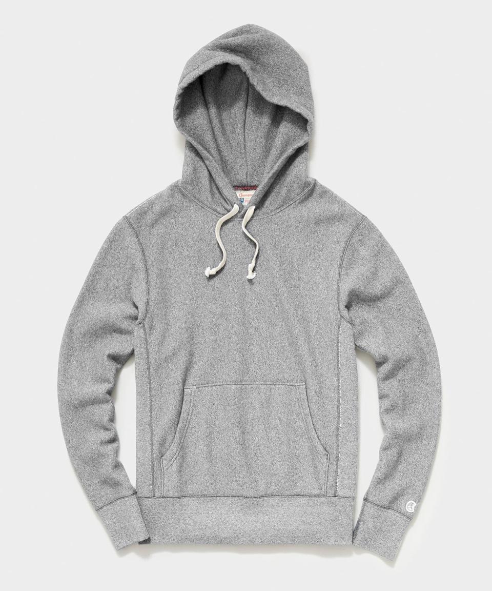 Todd Snyder Surf Terry Baja Hoodie In Grey Heather on a white background