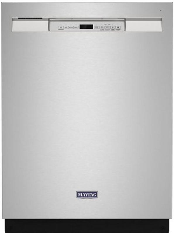 Maytag - 24" Front Control Built-In Dishwasher with Stainless Steel Tub, Dual Power Filtration, 50 dBA - Stainless Steel