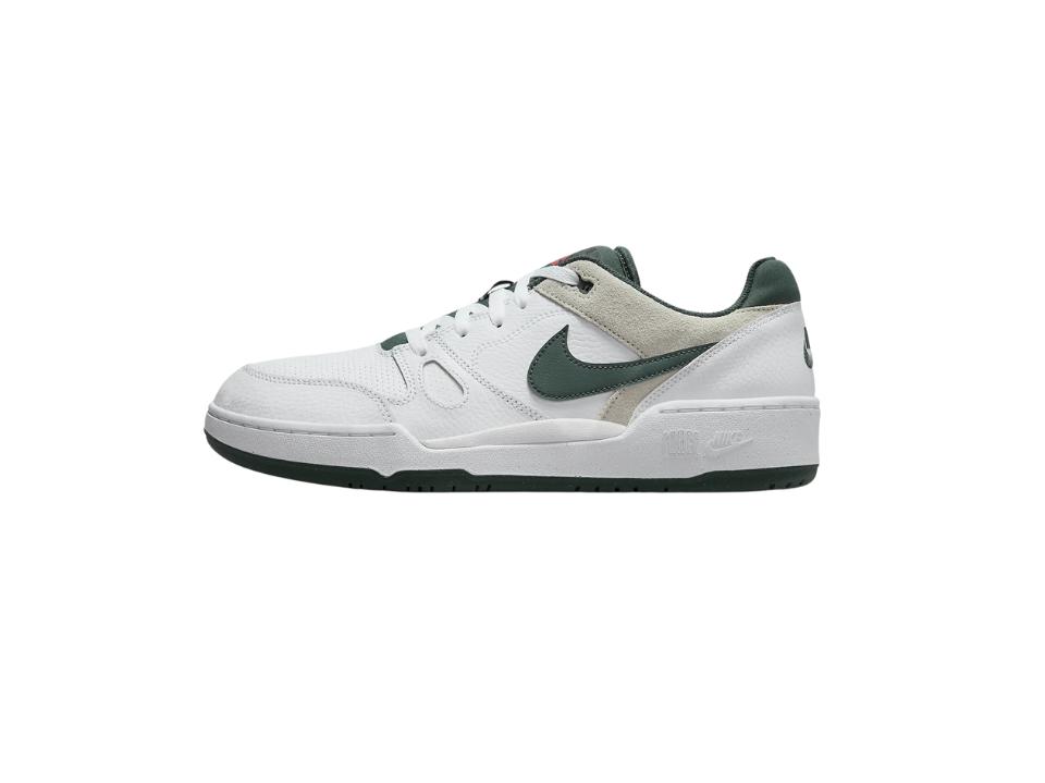 image of left foot Nike Full Force Low with green detail on white background