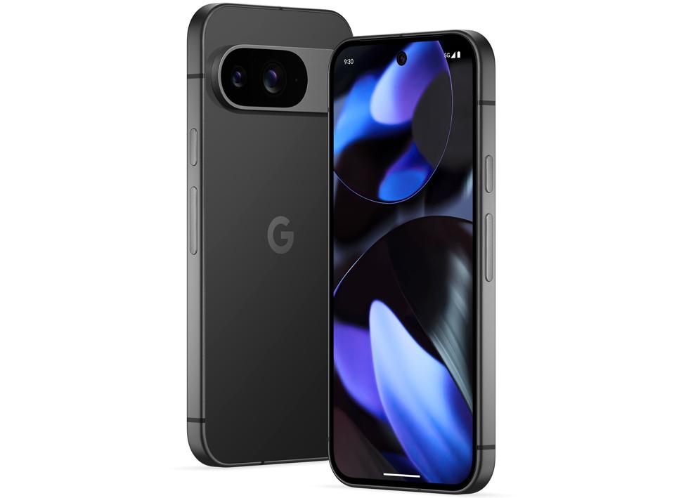 Google Pixel 9 in obsidian on a white background