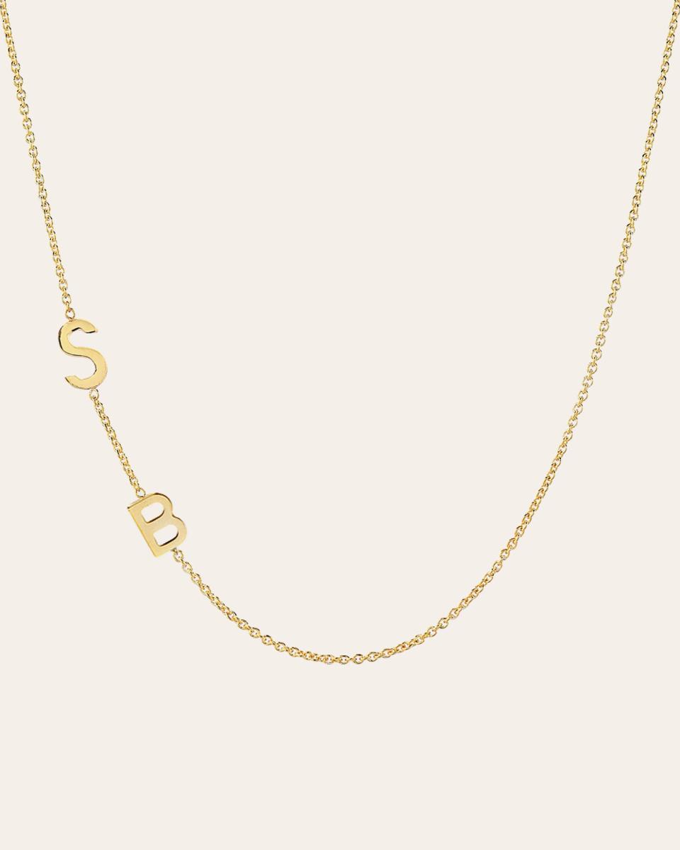 Zoe Lev 14K Gold Asymmetrical Multiple Initials Necklace