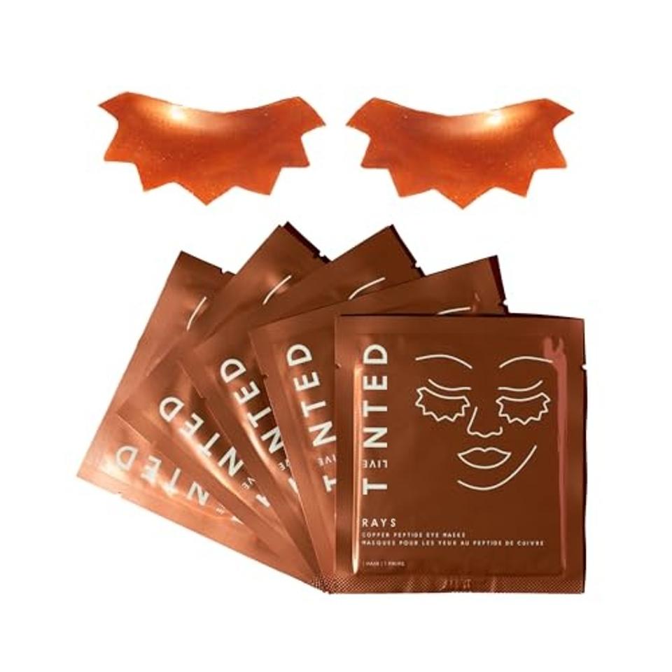 Live Tinted Rays Copper Peptide Eye Mask: Triple Complex of Copper Peptides, Banana Extract, Bakuchiol Help Brighten + Depuff Tired Eyes, 5 Pairs