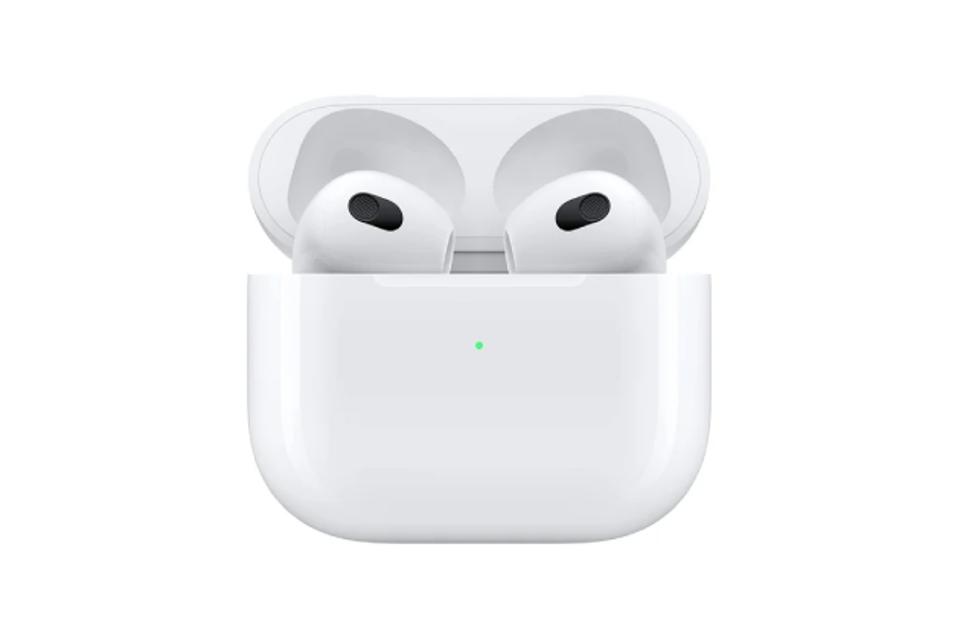 Third generation Apple AirPods on a white background.