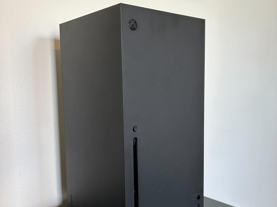 A close-up of the Xbox Series X