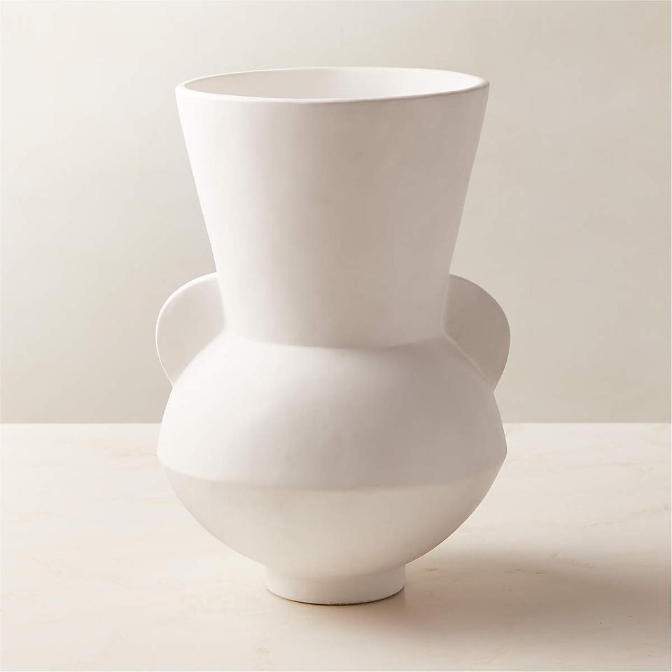 CB2 Hyrdra White Terracotta Vase 