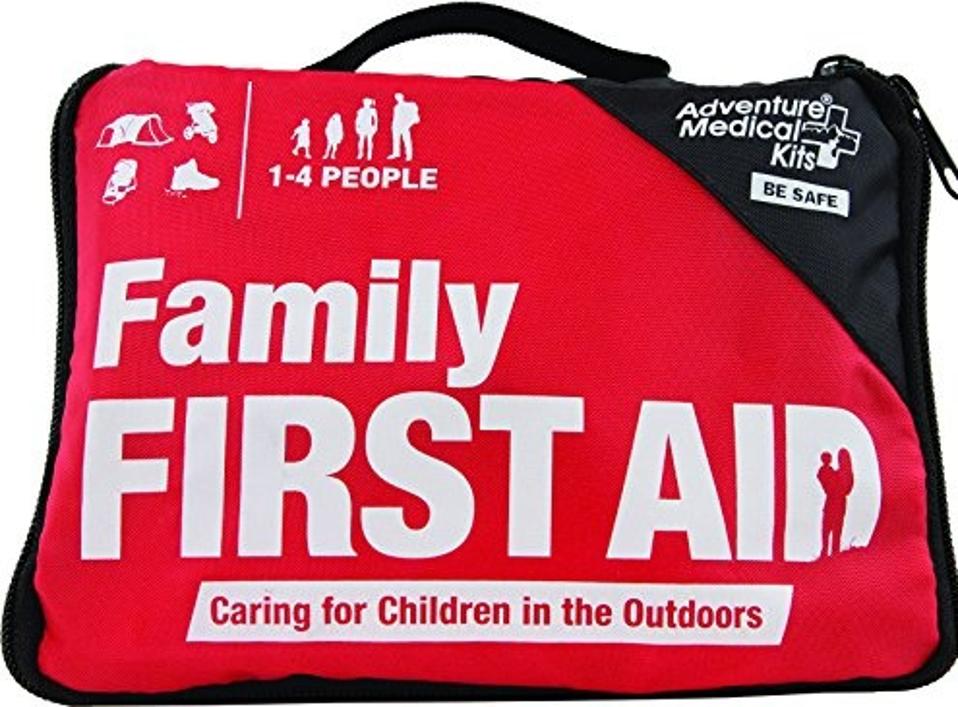 Adventure Medical Kits Family First Aid Medical Kit red and black kit on a white background