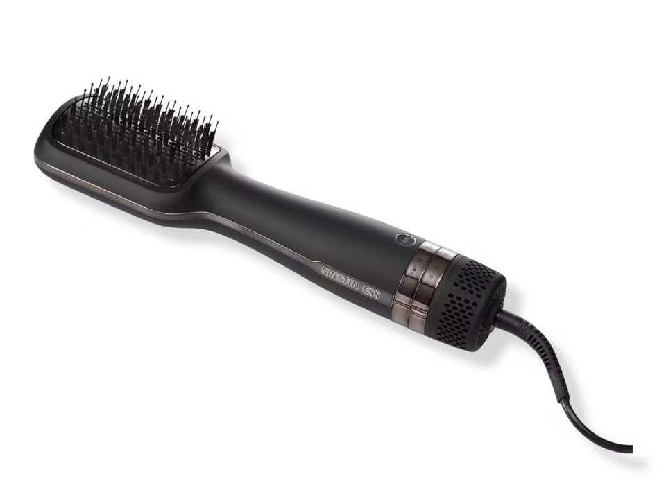 Product shot of a black Kristin Ess HAir Soft Volume Blow Dry Brush.