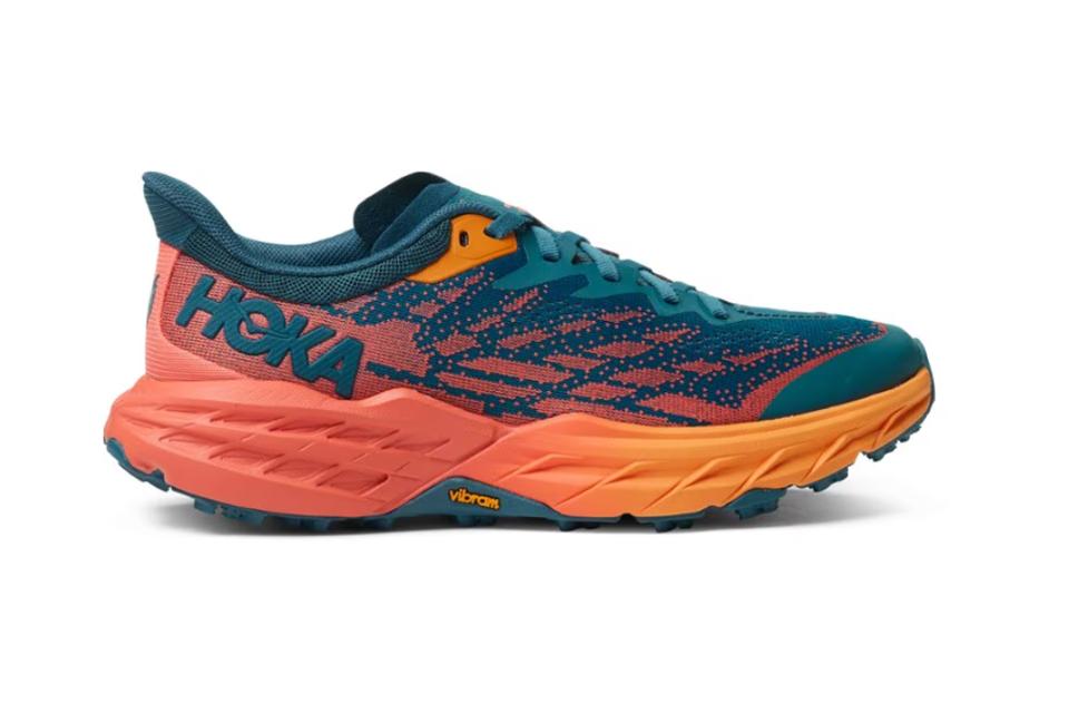 Hoka Speedgoat 5 women's trail running shoe in blue coral/camellia