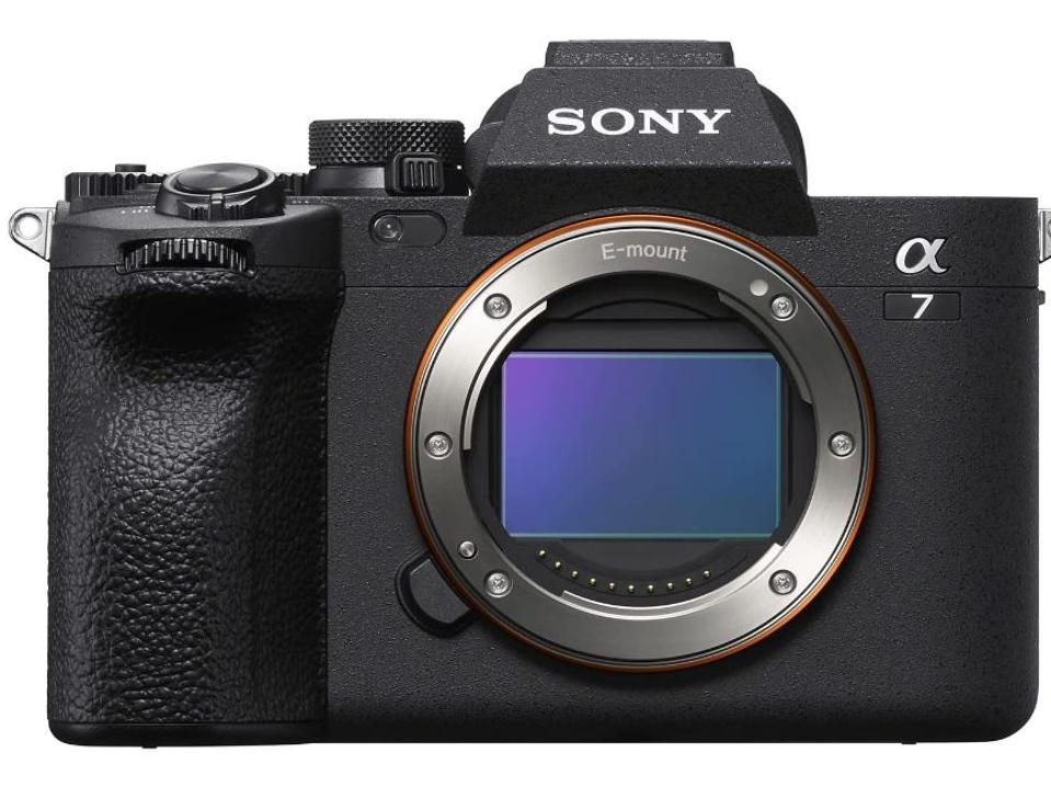 The Sony Alpha 7 IV on a white background