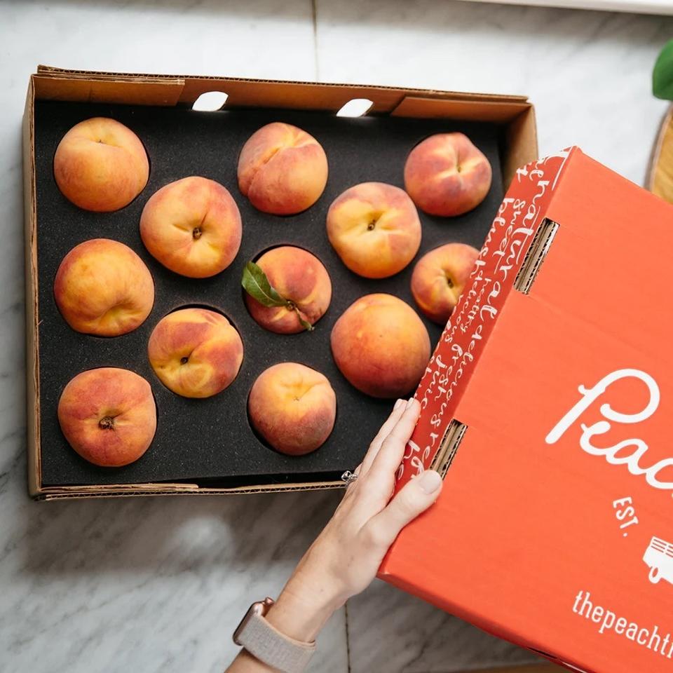 The Peach Truck Fresh Peach Box on table