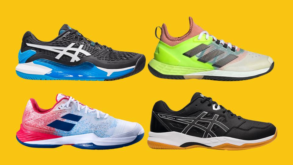 The Asics Gel-Resolution 9, Adidas Ubersonic 4.1, Babolat Jet Mach 3 and Asics Gel-Renma