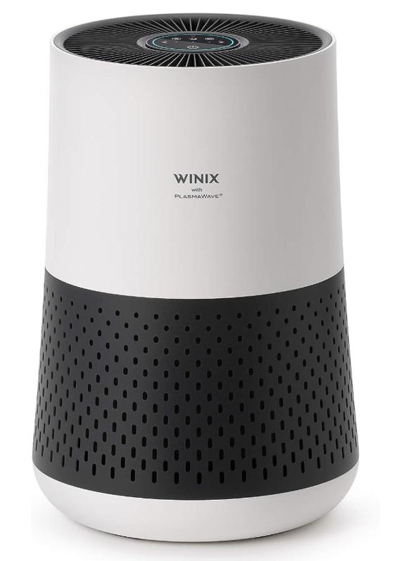 Winix A231 off white and black tower-shaped air purifier for pets on white background forbes