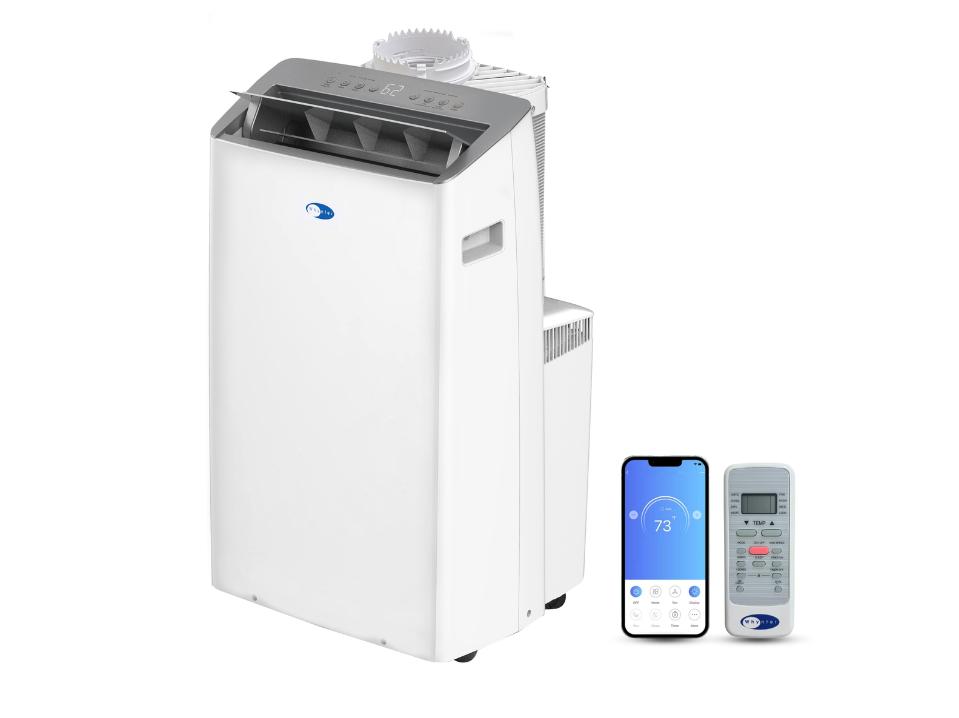 image of Whynter ARC-1230WN nex Dual Hose Portable Air Conditioner phon app remote on white