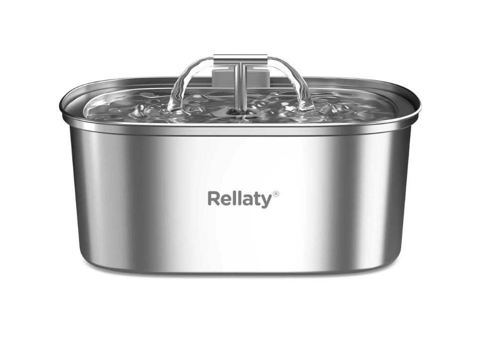 image of Rellaty Stainless Steel Cat Water Fountain on white background