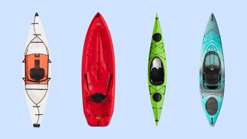 The Oru Inlet, Lifetime Daylite, Eddyline Rio and Wilderness Systems Aspire 105 kayaks