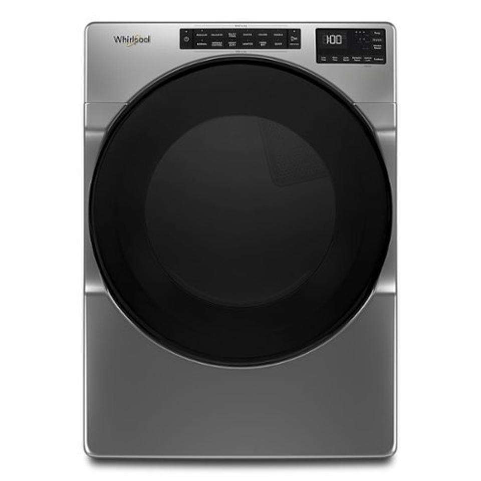 The Whirlpool 7.4 Cu. Ft. Electric Wrinkle Shield Dryer against a white background. 