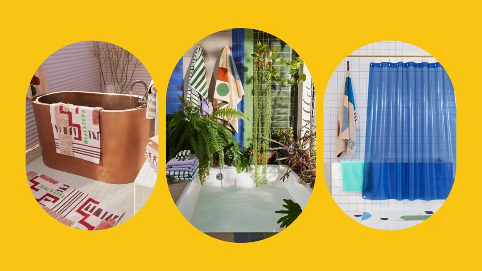 Three product shots of Quiet Town imagery featured against a yellow backdrop. 