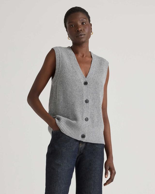 Mongolian Cashmere Fisherman Sweater Vest on model.