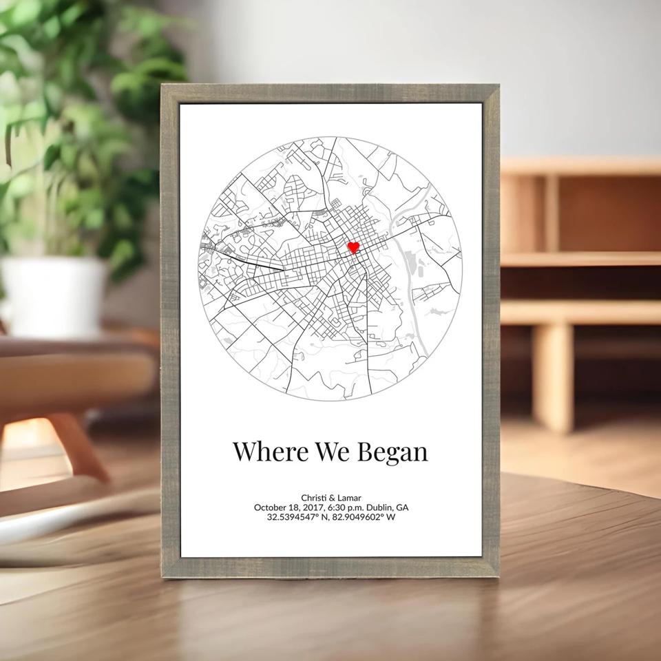 The Best Valentine’s Day Gifts For Him: Where It All Began Where We Met Map