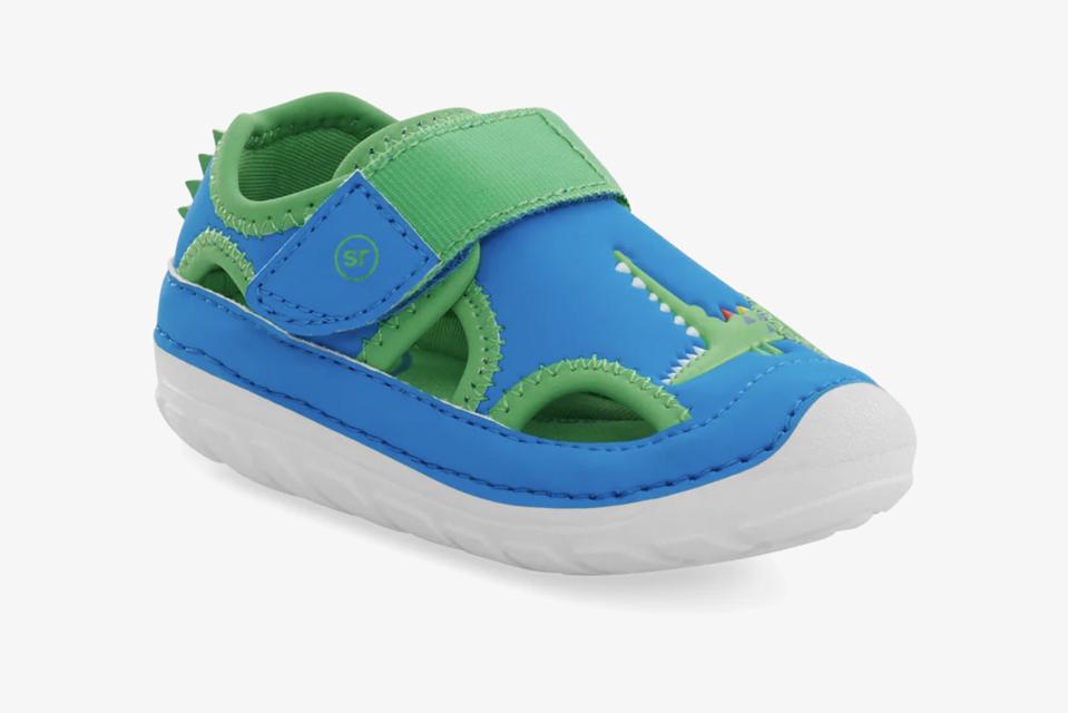 Stride Rite Baby Casual Sandal in blue and green on a white background