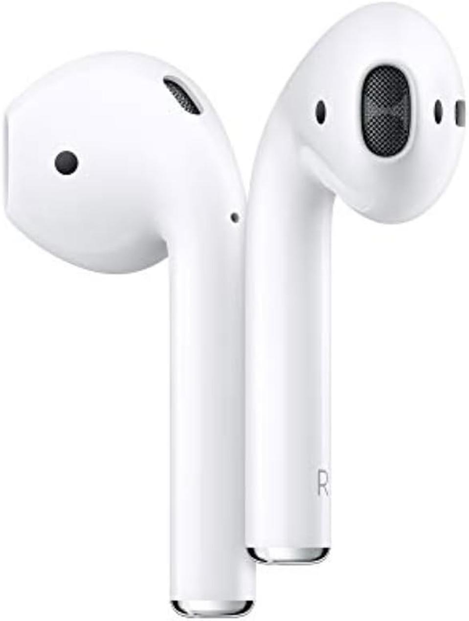 white Apple AirPods (2nd Generation) on a white background. 