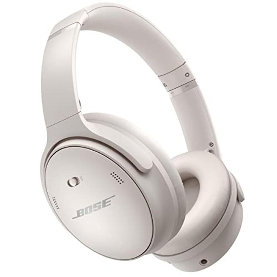 "White smoke" Bose QuietComfort 45 Wireless Headphones on a white background. 