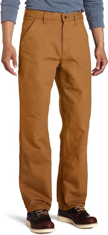 Man wearing Carhartt Men's Loose Fit Washed Duck Utility Work Pant