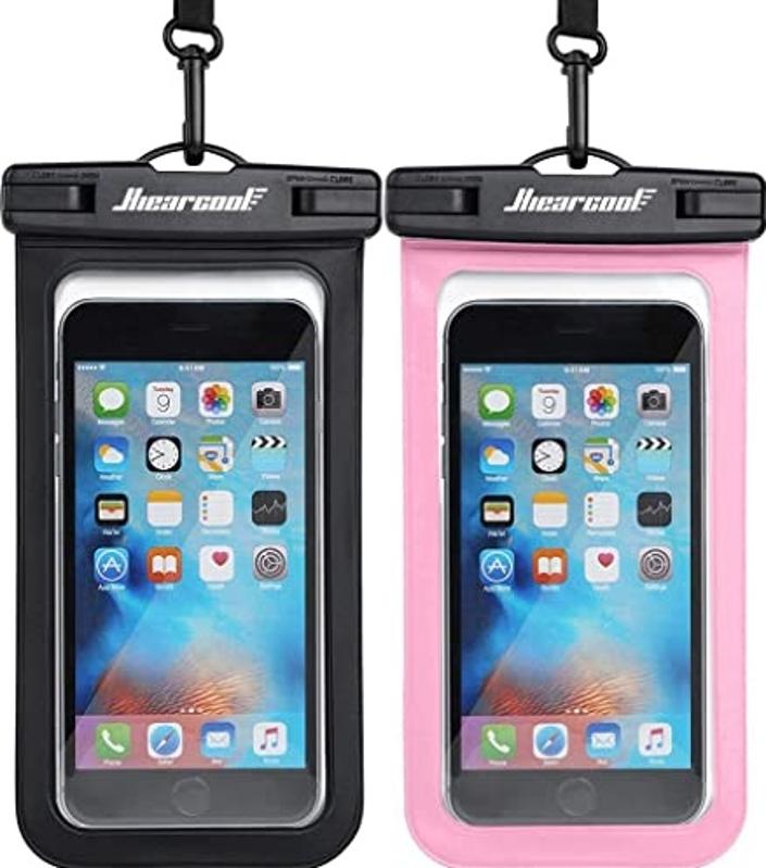 Hiearcool Universal Waterproof Case in black and pink on a white background