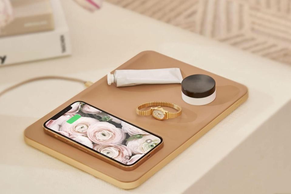  Courant Catch 3 Leather Wireless Charging Tray on a table